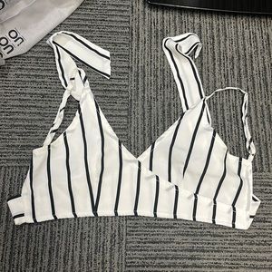 Striped black and white festival crop top